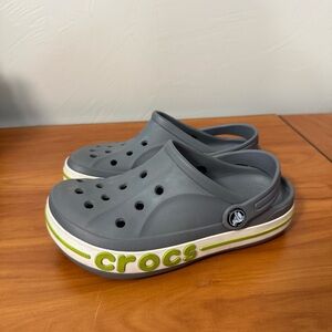 Crocs Kids Bayband Clogs Slip On Shoe Sandal Water Grey Lime Green White Kids 2